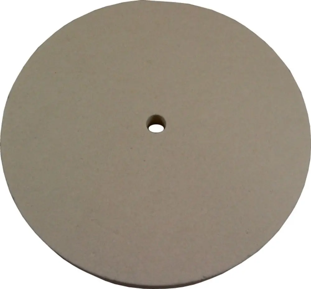 Runder, beige Dämmstoff mit mittigem Loch, geeignet für Heizungsanwendungen. Produkt von Wolf für Brennkammertopf-Dämmung.
